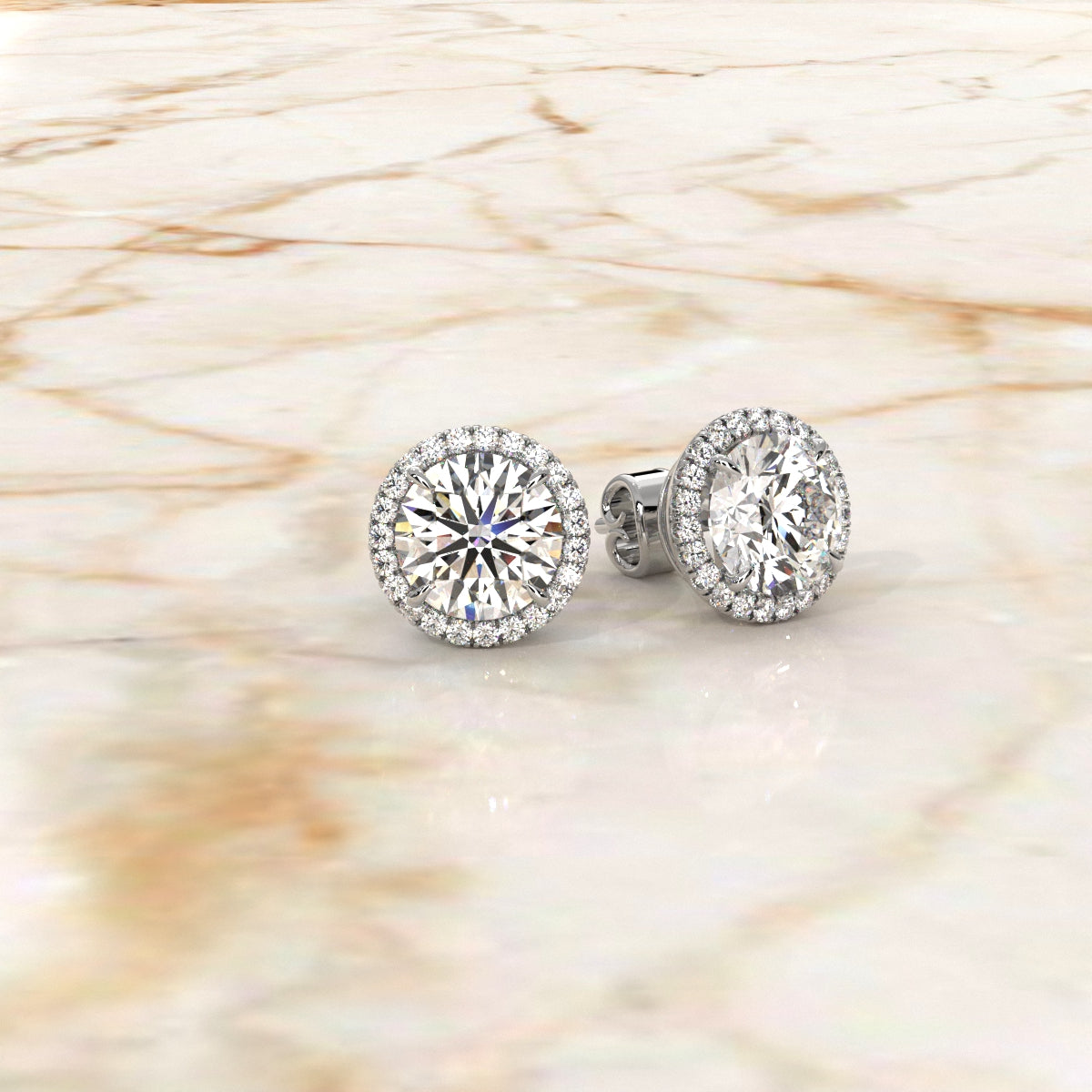 Round Lab Grown Diamond Claw Prong Women's Earring 14k White Gold 2.28 Ctw.